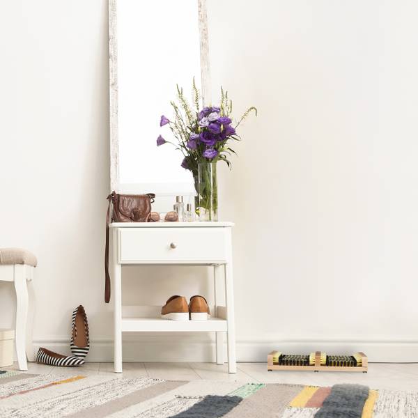 Schoenenveger buiten zwart - bruin - geel - plaatmateriaal op houtbasis - kunststof - 36 x 6 x 26 cm