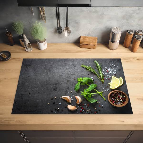 Herdabdeckplatte Kräuter 81 x 53 cm