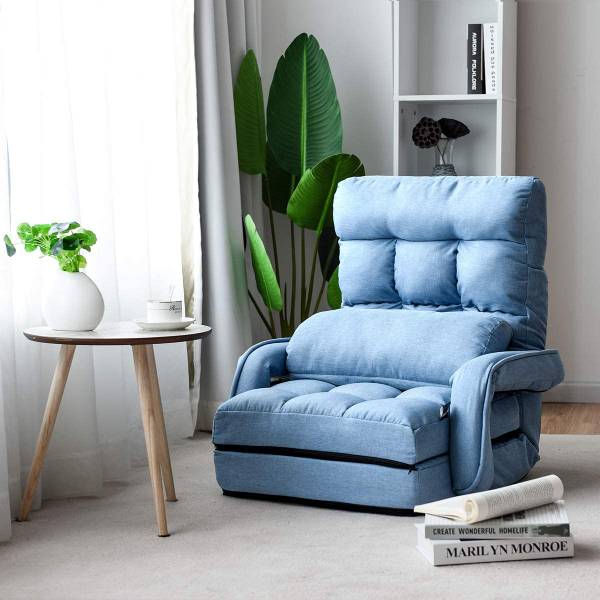 Klappsofa Bodenstuhlsofa Blau - Textil - 56 x 70 x 54 cm
