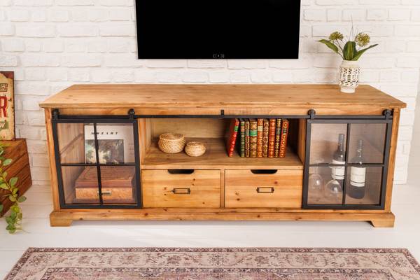 TV-Lowboard HERITAGE Braun - Klarglas - 160 x 62 x 45 cm