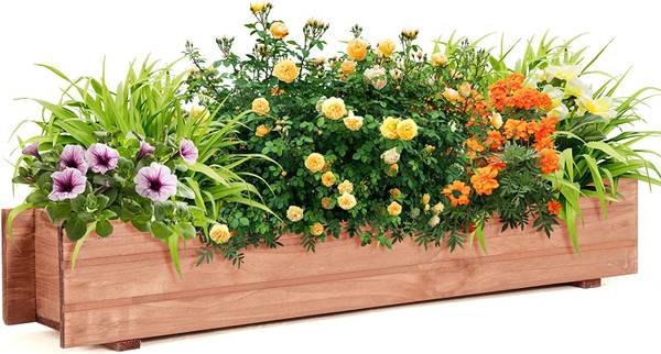 plantenbak SF5969NL bruin - massief hout - 92 x 16 x 18 cm