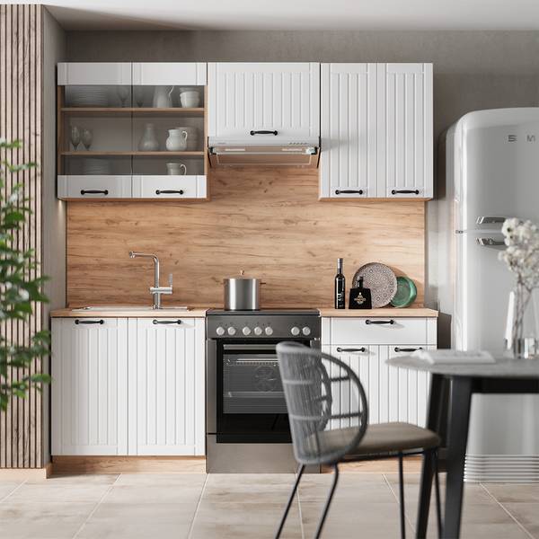 Keukeneenheid Fame Line 56890 set van 5 landelijke eikenhouten look - eikenhouten look - zuiver wit