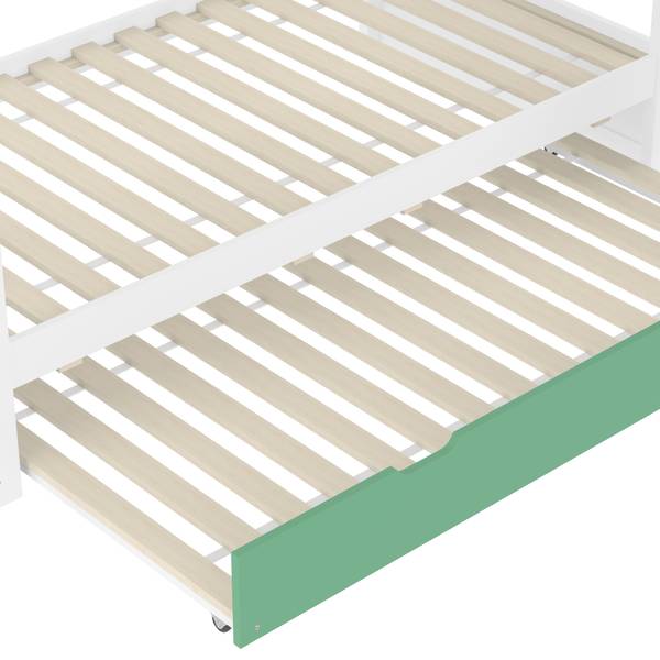 Lit superposé maison Uranus Ⅱ Vert - Blanc - Pin - 237 x 229 x 206 cm