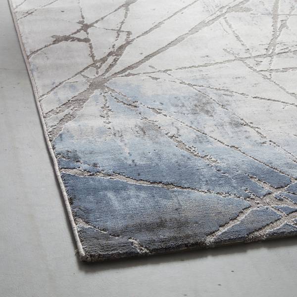 Webteppich MANCHESTER 4 Blau - Grau - Holzwerkstoff - 200 x 1 x 290 cm