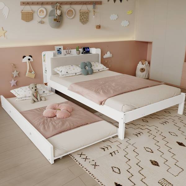Kinderbett MUDLACHU49 Ⅰ Weiß - Holzwerkstoff - 125 x 80 x 220 cm