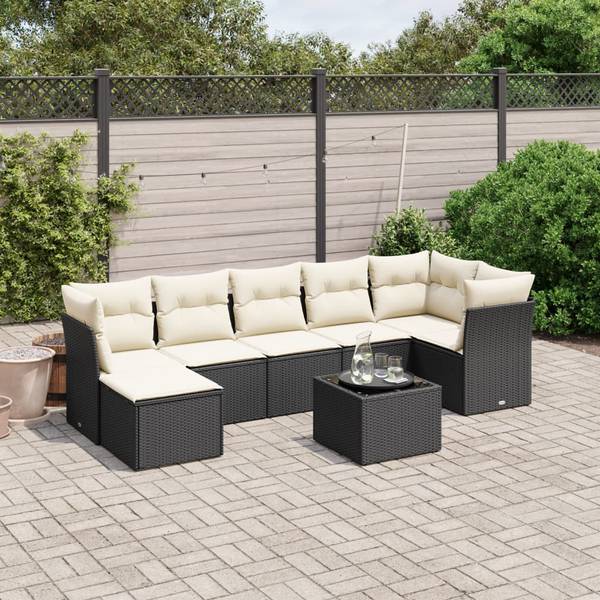 Garten-Lounge-Set 3036405-1 8-teilig Schwarz - Creme