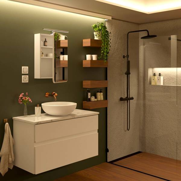 Spiegelschrank ZKR mit LED Weiß - Holzwerkstoff - 50 x 60 x 14 cm