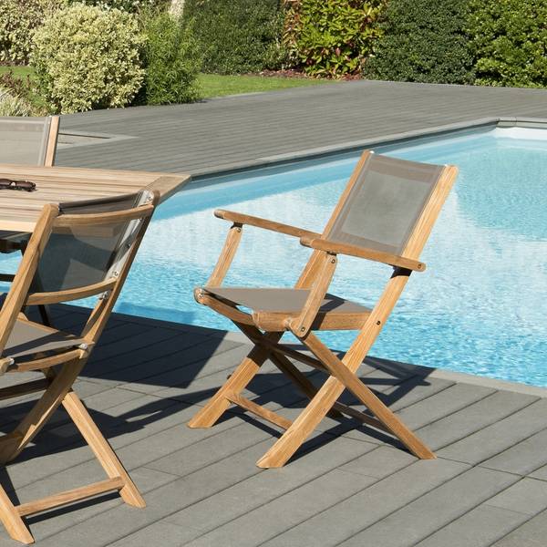 Lot de 2 fauteuils de jardin en teck Marron - Teck - 64 x 88 x 56 cm