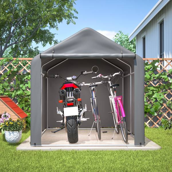 Fahrradschuppen CO121 Grau - Metall - 220 x 165 x 160 cm