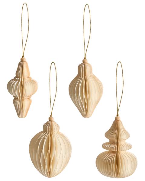 Kerstballen ALTAELVA beige - papier - 8 x 10 x 8 cm