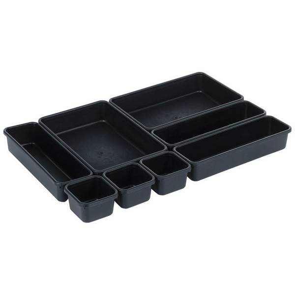 Schubladen Organizer 8er Set 568012 Schwarz - Kunststoff - 16 x 5 x 24 cm