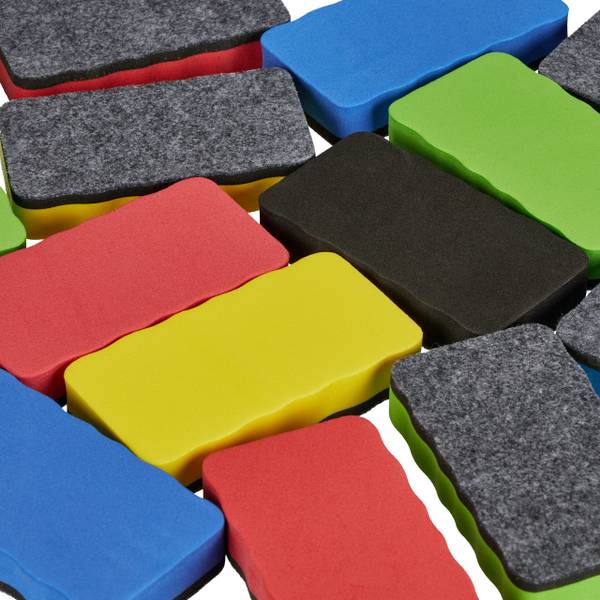 Bunter Whiteboard Schwamm im 20er Set Blau - Grün - Rot - Kunststoff - 11 x 2 x 6 cm
