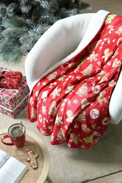 Weihnachtsdecke NOEL Rot - Textil - 160 x 1 x 130 cm
