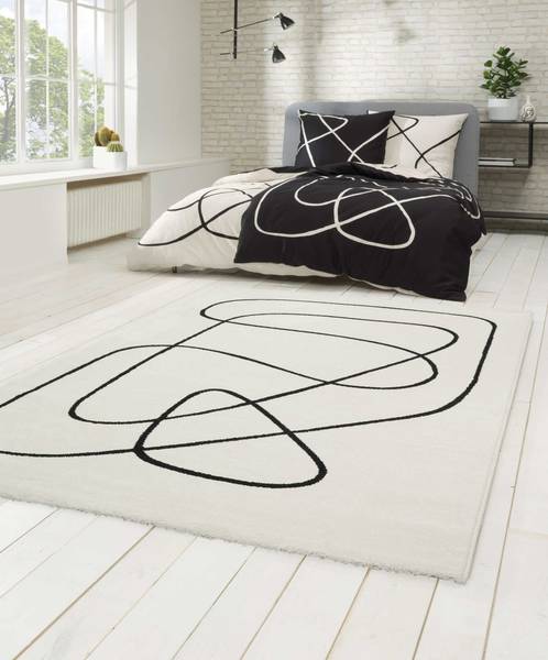 Kurzflorteppich Artist Weiß - Polypropylen - 80 x 2 x 150 cm