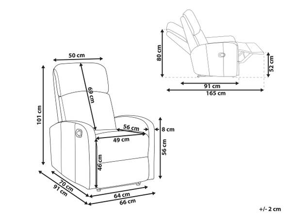 Fauteuil de relaxation VIRRAT Noir - Blanc - Cuir synthétique - 65 x 100 x 91 cm