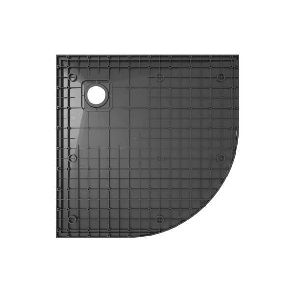 Duschwanne Viertelkreis +Ablaufgarnitur Schwarz - Kunststoff - 90 x 4 x 90 cm