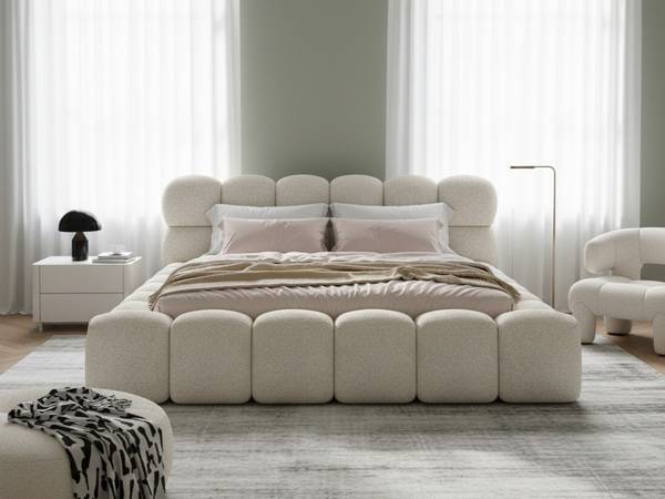 Polsterbett Mira mit Bettkasten Boucle Beige - Bouclé - 224 x 87 x 240 cm