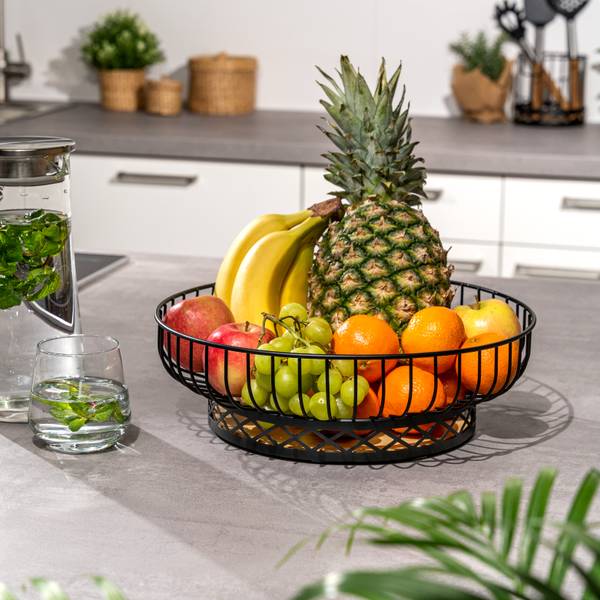Obstschale 70554 Schwarz - Metall - 34 x 11 x 34 cm