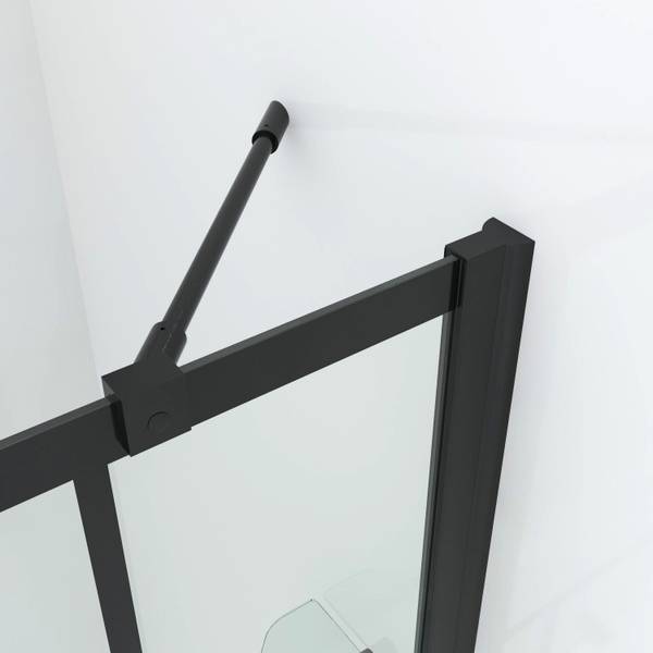 Duschabtrennung Badewannenaufsatz Schwarz - Glas - 150 x 140 x 0 cm