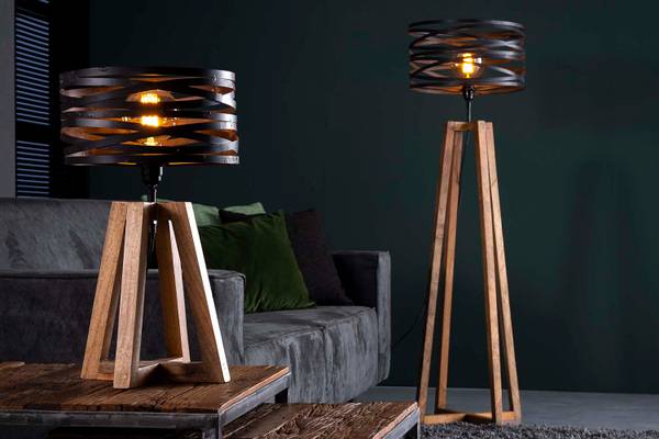 Stehlampe DALIAN Schwarz - Massivholz - 41 x 135 x 41 cm