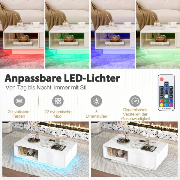 LED Couchtisch JV11839WH Weiß