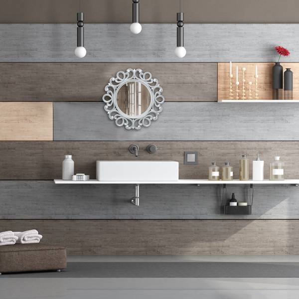 Miroir mural rond de décoration Argenté - Verre - Papier - Matière plastique - 50 x 50 x 3 cm