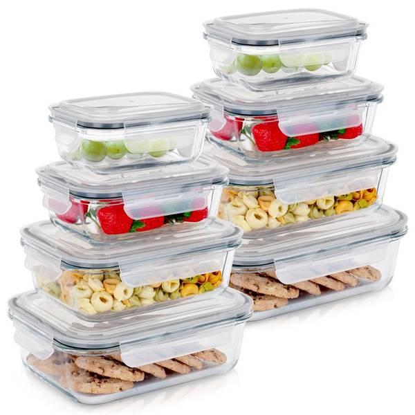 Lebensmittelbehälter 8er Set SET510 Glas - 17 x 8 x 23 cm