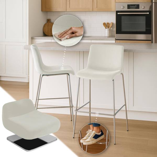 Barkruk Hover crèmekleurig - 43 x 100 x 48 cm - stoel - kunstmatig dierenvel