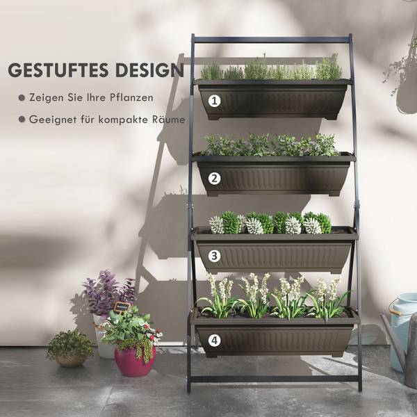 Support pour plantes 84H-050V00DR Marron - Métal - 79 x 162 x 76 cm