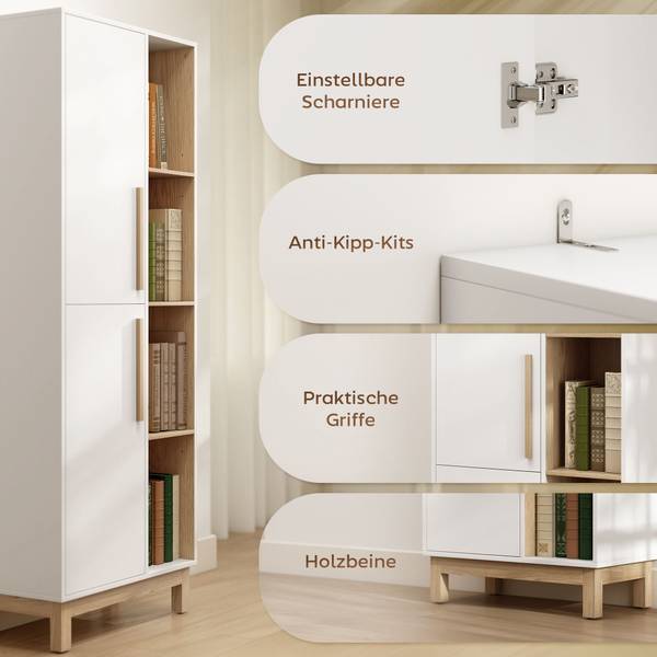 Bücherschrank 836-656V90WT Holzwerkstoff - 35 x 176 x 63 cm