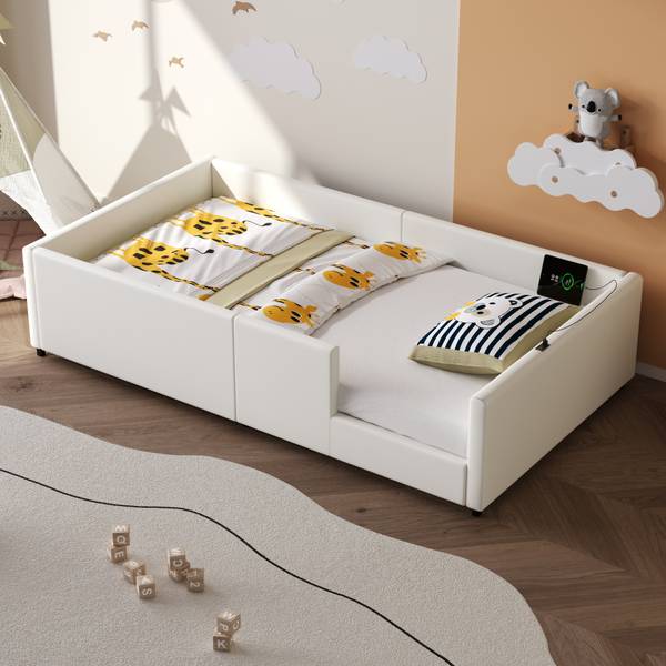 Kinderbett K-1366 Weiß - Holzwerkstoff - 98 x 44 x 212 cm