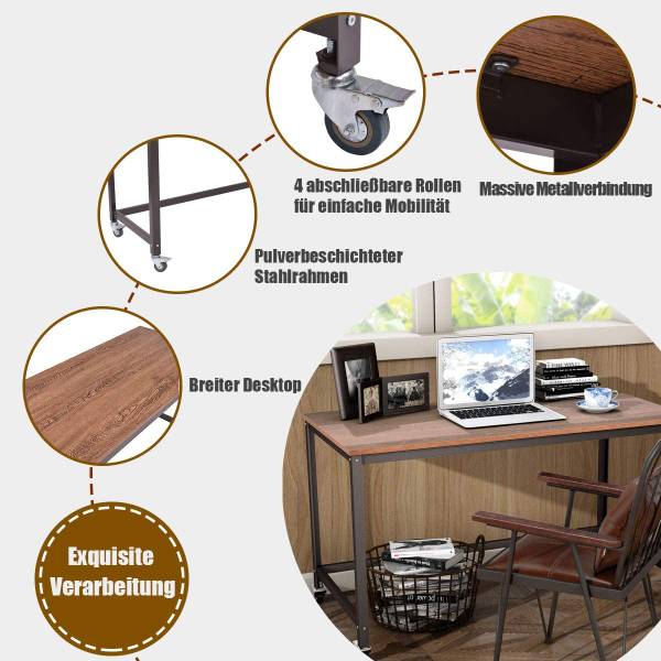 Schreibtisch Mobile Schwarz - Holzwerkstoff - Metall - 60 x 75 x 120 cm