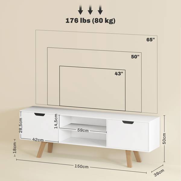 TV-Schrank 833-691V91WT Weiß - Holzwerkstoff - 39 x 50 x 150 cm