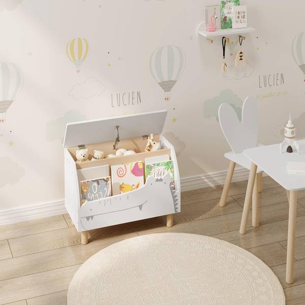 Kindersitzbank mit Stauraum Alaia Weiß - Holzwerkstoff - 60 x 44 x 30 cm