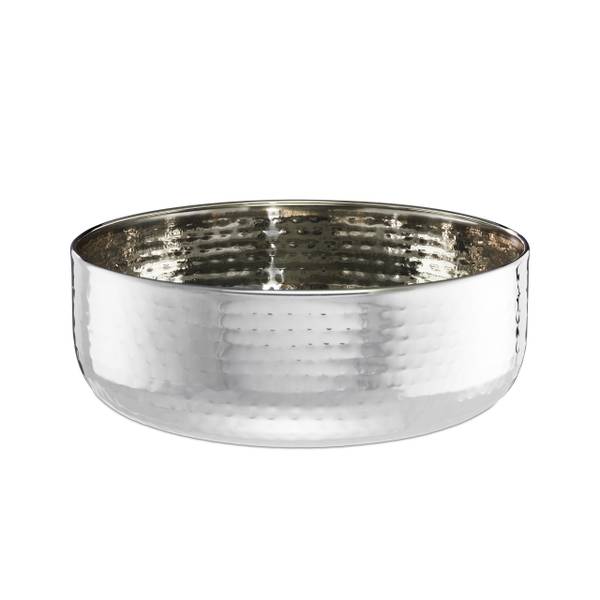 Salatschüssel mit Besteck Silber - Metall - 28 x 10 x 28 cm