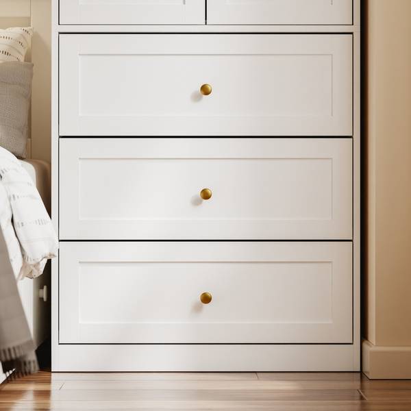 Kleiderschrank KSB04-W Weiß - Melamin - 55 x 187 x 70 cm