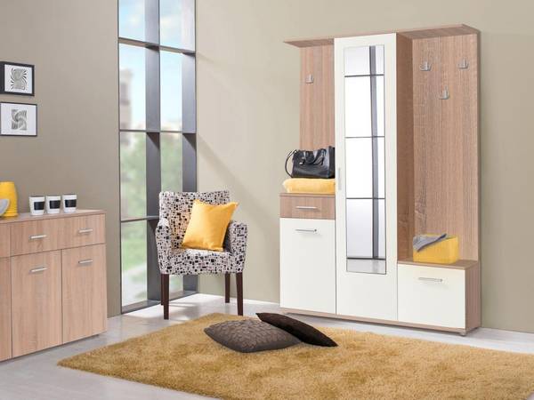 Flurgarderobe CAMOLA Braun - Weiß - Holz teilmassiv - 134 x 198 x 34 cm