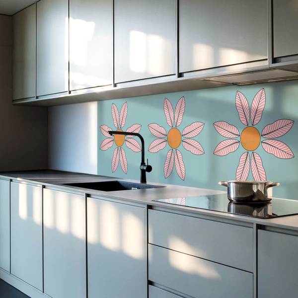 Fliesen Blume Sonne 4er Set 50 x 50 cm