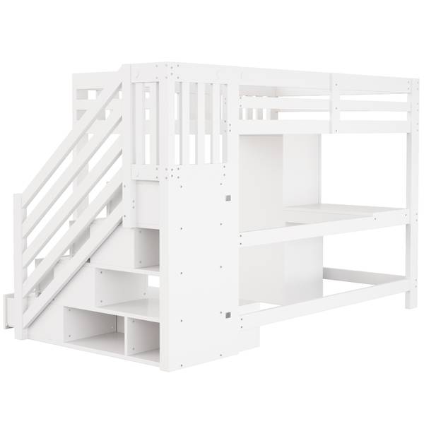 Hochbett Eos Ⅱ Weiß - Holzwerkstoff - Massivholz - 144 x 170 x 254 cm