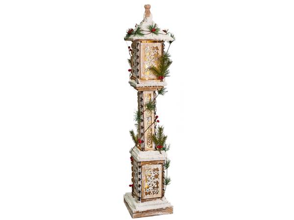 LED Deko LENTIRA Braun - Grün - Weiß - Massivholz - 16 x 80 x 16 cm