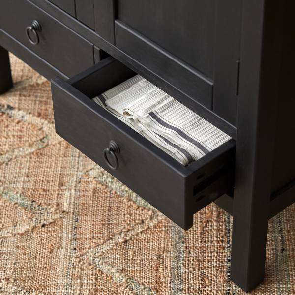 Anrichte Thaki Black Schwarz - Kiefer - 80 x 100 x 40 cm