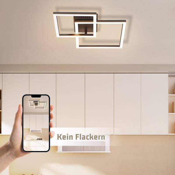 LED Deckenleuchte Brühl Schwarz - Kunststoff - 35 x 7 x 35 cm