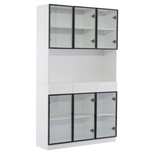 Vitrinenschrank Ourea Ⅰ Schwarz - Weiß - Holzwerkstoff - Glas - Metall - 36 x 200 x 120 cm