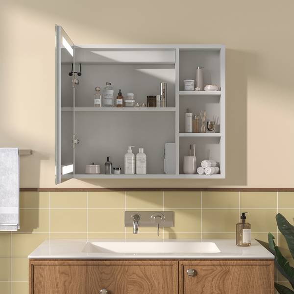 Spiegelschrank NIMES Silber - Glas - 70 x 60 x 13 cm