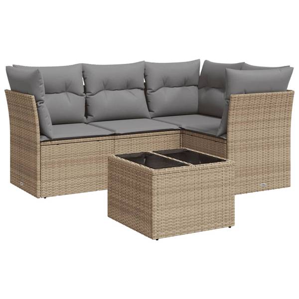 Salon de jardin 3034234-2 (lot de 5) Beige - Gris - Gris lumineux