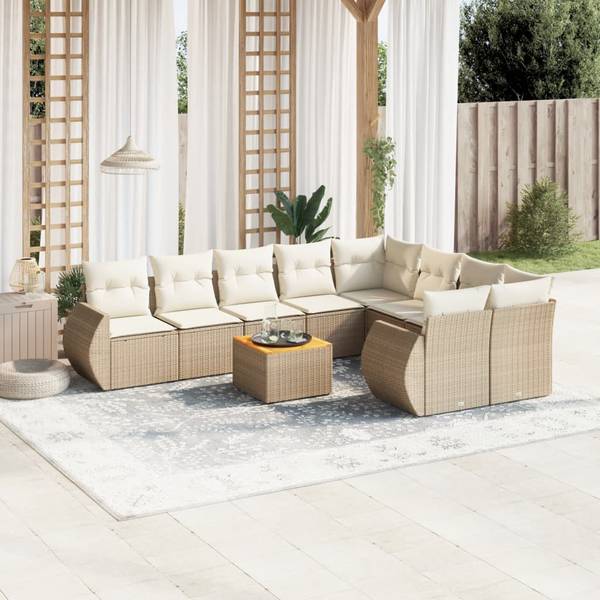 Garten-Lounge-Set 3034773-3 (10-teilig) Beige - Weiß