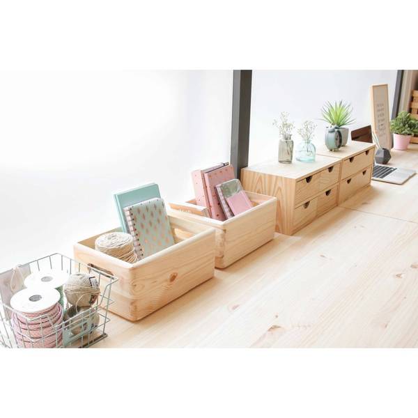 Caisse en bois de rangement 30 x 20 x 14 Beige - Bois manufacturé - 30 x 14 x 20 cm