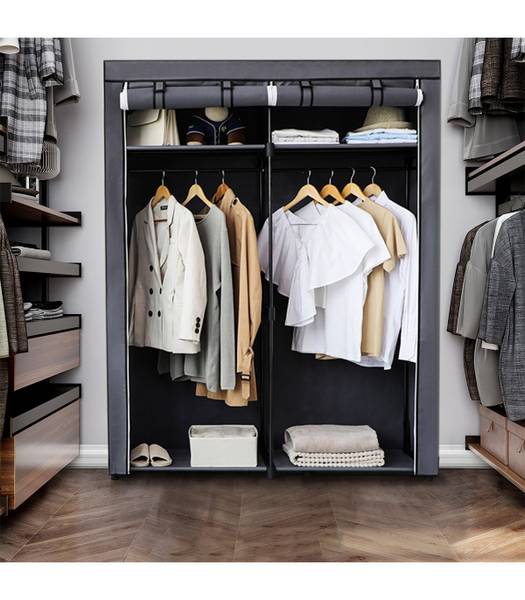 Stoffschrank Branville I Vliesgewebe / Eisen - Anthrazit - Grau