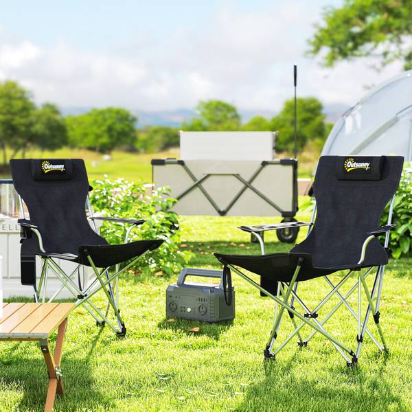 Campingstuhl A20-513V00BK 2er Set Schwarz - Metall - 48 x 90 x 125 cm
