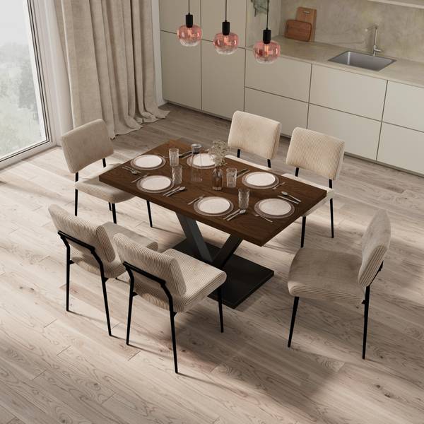 Esstisch LOCA Schwarz - Braun - Holzwerkstoff - Metall - 80 x 76 x 140 cm